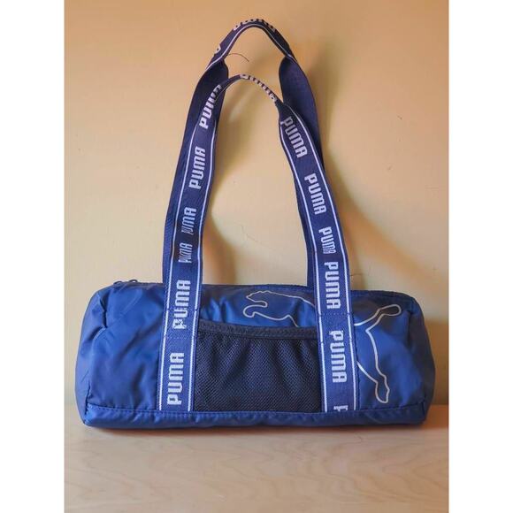 Puma Logo Commute Blue Dual Handle Mini Barrel Duffel Bag - Picture 2 of 11